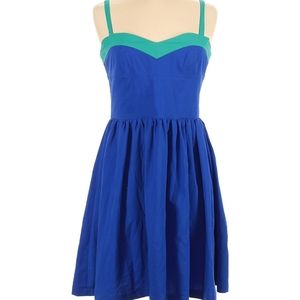 Vintage Havana - Blue and Green Sweetheart Neckline,  Size L